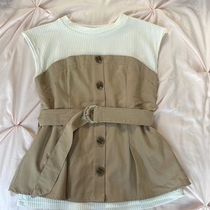 Corset style top with Belt, white / beige, Brand INGNI